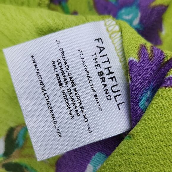 NEW Faithfull The Brand - La Barben Mini Dress - Locanda Floral Green - 4 -Small - Picture 11 of 12